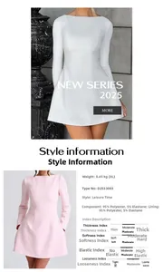 Detail view of boat neck A-line dress with 95% polyester and 5% elastane fabric info