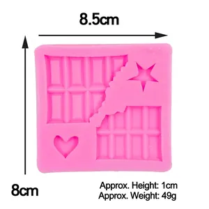 Pink silicone mold for industrial gear and screw shapes for cake decorating, 8.5x8cm