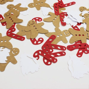 Festive Christmas confetti with gingerbread man and candy cane cutouts for DIY decor