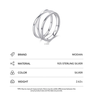 Bague géométrique minimaliste en argent sterling S925 avec design croisé multicouche