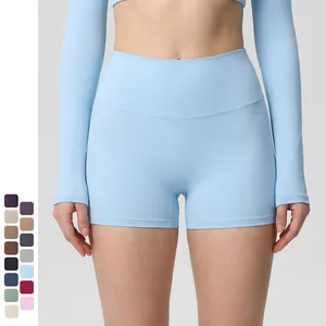 Pantaloncini da Yoga a Vita Alta da Donna Controllo Addominale Sollevamento Glutei Tinta Unita Senza Cuciture Aderenti Fitness