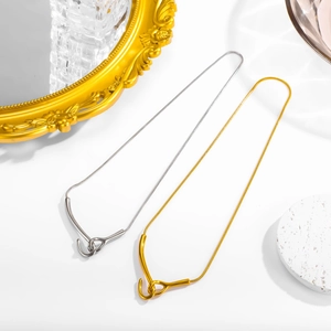 Minimalist gold and silver snake chain necklaces with horseshoe hook clasp pendants
