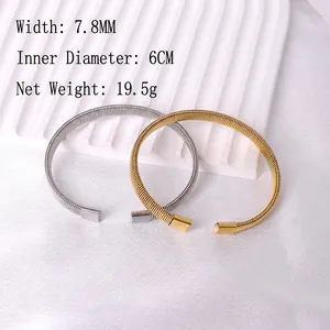 Minimalist elastic stainless steel wire open bracelets in gold and silver finish