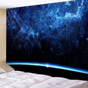 Starry night sky tapestry wall hanging for bedroom decor with nebula space galaxy design