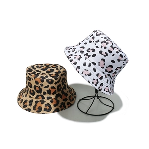 Leopard Print Bucket Hat Polyester Sun Protection Summer Outdoor Fashion Fisherman Cap For Women Men