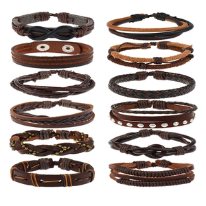 Vintage Braided Bracelet Cowhide Leather PU Wax Cord Alloy Hemp Rope Adjustable Punk Wristband Men Women Retro Jewelry