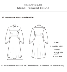 Guide des tailles pour robe à fleurs avec mesures de poitrine, épaule et taille