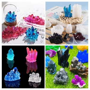 Moule silicone pour cristal de résine DIY avec formes de gemmes colorées et finitions
