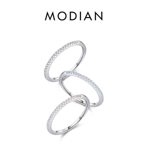Three-piece S925 sterling silver stacking rings set with blue opal and clear zircon stones