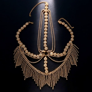 Bohemian gold tassel mask with rhinestones for parties and Halloween costumes
