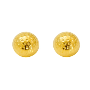 Polished 18K gold titanium steel stud earrings with unique hammered golf ball texture
