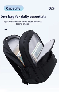 Interior view of the spacious black business backpack with laptop and books storage