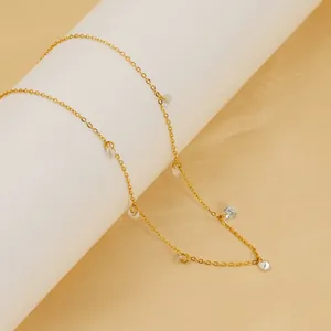 Elegant Zircon Pendants Necklace Stainless Steel 18K Gold Plated Vintage Niche Clavicle Chain Jewelry For Women