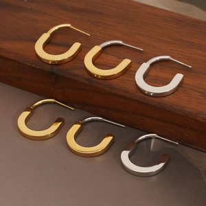 Minimalist U-Shape Hoop Earrings Stainless Steel Geometric PVD Gold Plated Waterproof Hypoallergenic Fashion Jewelry