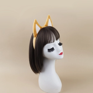 Cute plush fox ear headband in orange and white for Halloween costume accessories