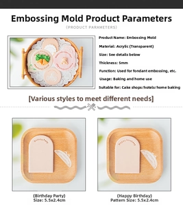 5mm thick acrylic fondant embossing mold set for Christmas and birthday cake decoration