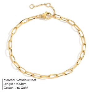 Minimalistisches 14K vergoldetes Edelstahl-Gliederarmband mit verstellbarem Karabiner