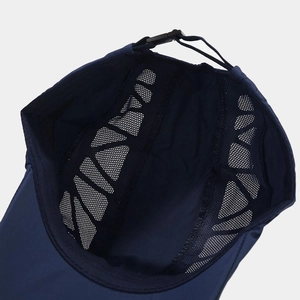 Quick-dry navy blue duckbill cap with breathable mesh lining and adjustable strap