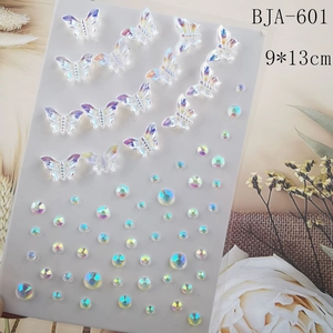 Iridescent butterfly and rhinestone face stickers set for fairy makeup art 9x13cm