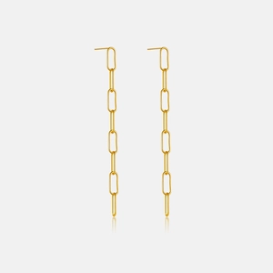 Elegant 18k gold plated S925 sterling silver long chain dangle earrings for women