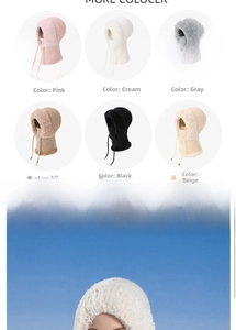 Multiple color options for winter fleece-lined balaclava hood with neck warmer