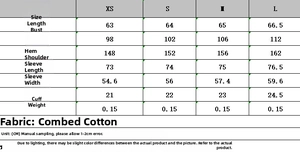 Detailed sizing guide chart for women's poplin shirt with measurements in centimeters