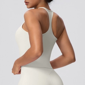 Close-up of racerback detail on high-elasticity sports bra for fitness and yoga