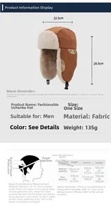 Winter bomber hat size chart and head circumference measurement guide for men and women