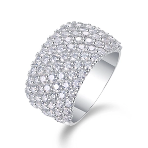 Elegant S925 sterling silver wide band ring featuring full pave moissanite settings