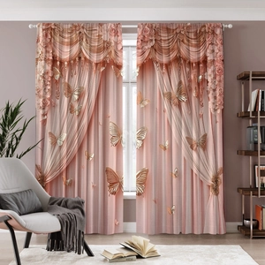 European Luxury 3D Printed Curtains Polyester Blackout Baroque Floral Pattern Roman Column Drapes For Living Room