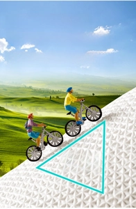 Detail of 3600 plus matrix anti-slip texture on bathroom mat with creative miniature scene
