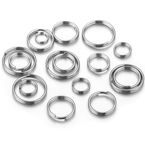 Macro shot of multiple sizes stainless steel double loop jump rings for DIY jewelry making