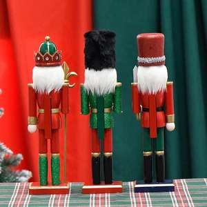 Three 30cm glitter wooden nutcracker soldier figures shown from back for Christmas decor