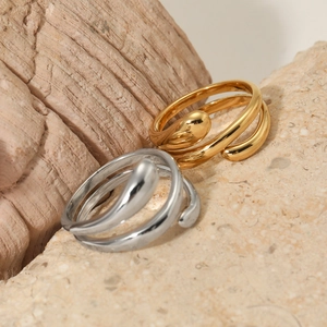 Minimalist multi-layer spiral stainless steel rings in gold and silver finish