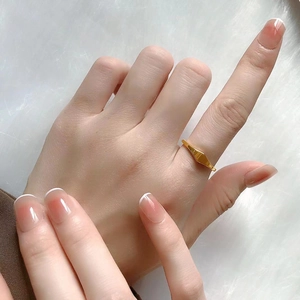 Minimalist 18K gold-plated stainless steel geometric rhombus ring for women's jewelry