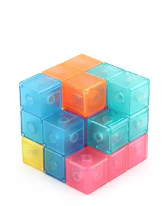 Close-up of translucent magnetic cube blocks with safe ultrasonic welding technology