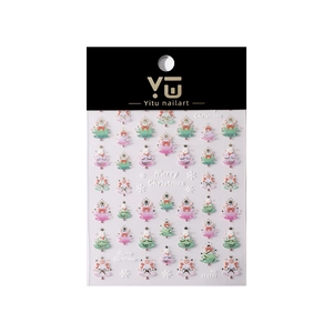 Golden Christmas tree nail stickers with snowflake patterns and self-adhesive backing