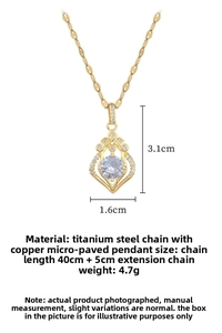 Detailed view of teardrop necklace with size specs: 3.1x1.6cm pendant and 45cm chain