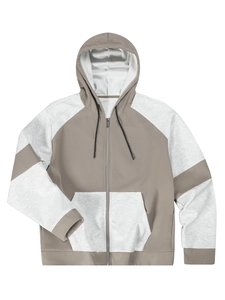 Herren Kapuzenjacke Reißverschluss Polyester Color Block Lässiger Sportlicher Langarm Hoodie Mit Taschen Atmungsaktiv