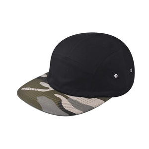 Casquette de baseball 5-panel rétro avec calotte noire et visière camouflage de loisirs