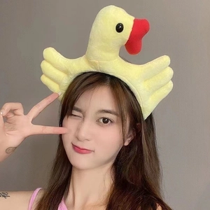 Serre-tête canard en peluche jaune pour femmes et enfants, accessoire cheveux dessin animé