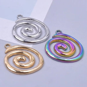 304 stainless steel spiral pendants in gold, silver, and rainbow for jewelry making