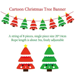 Detail of cartoon Christmas tree banner with dimensions 20x14cm and 3m rope length