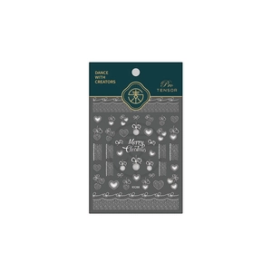 Pro 3D lace nail stickers with silver heart and Christmas patterns on green card