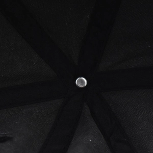 Detail shot of the reinforced inner crown and metal rivet of the black baseball cap