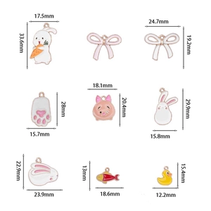 10pcs set of enamel alloy charms with cute rabbit and bow shapes for DIY jewelry making