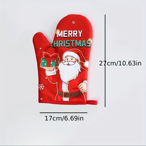 Christmas oven mitt baking heat resistant kitchen glove with cute Santa print 27x17cm size
