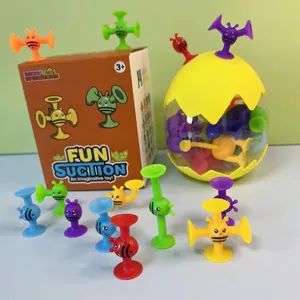 FUN SUCTION colorful silicone building blocks and suction toys in transparent egg container