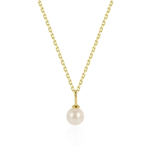 Elegant gold S925 silver necklace featuring a natural white freshwater pearl pendant