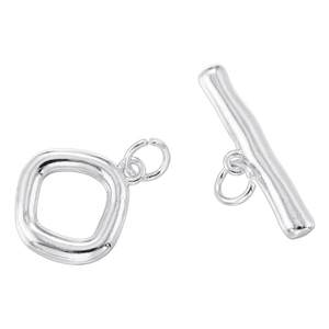 Polished silver geometric OT toggle clasp with irregular ring for jewelry DIY